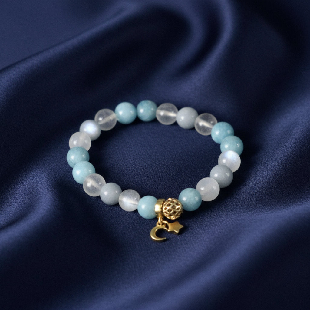 Moonstone Blue Agate Angelite Bracelet