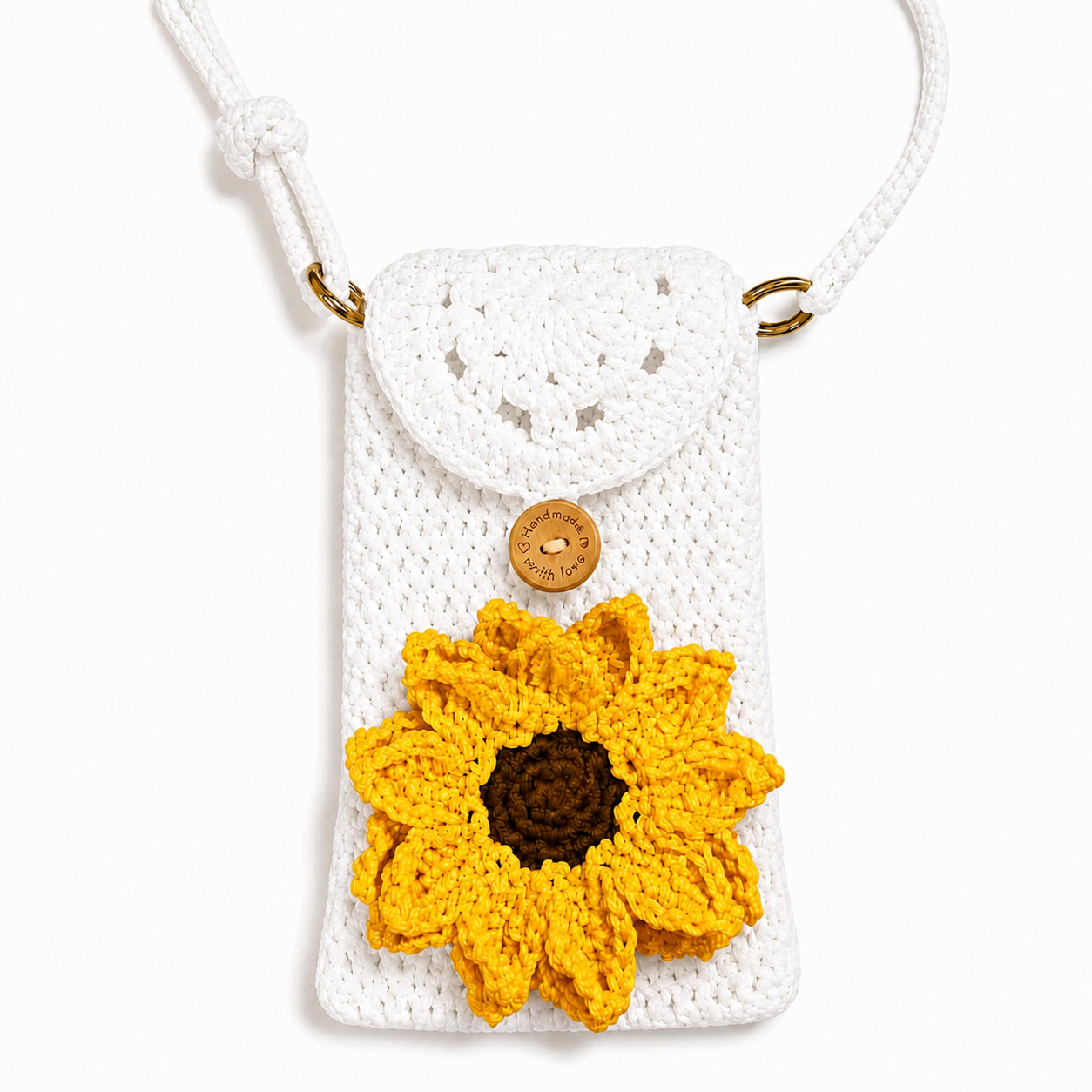 Personalized Sunflower Crochet Phone Crossbody Bag