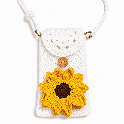 Personalized Sunflower Crochet Phone Crossbody Bag