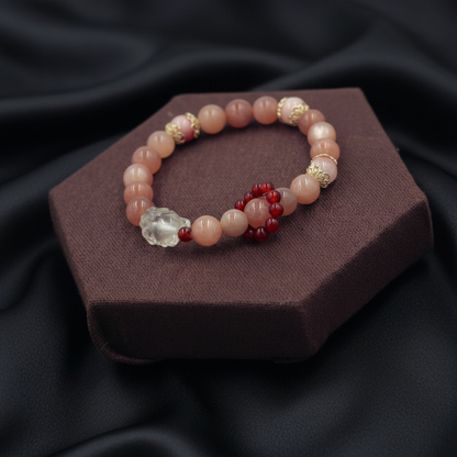 Sunstone Bracelet With Transparent White Quartz Fox