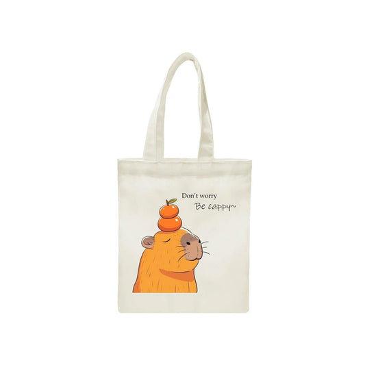 Hand-Painted Capybara Canvas Tote Bag