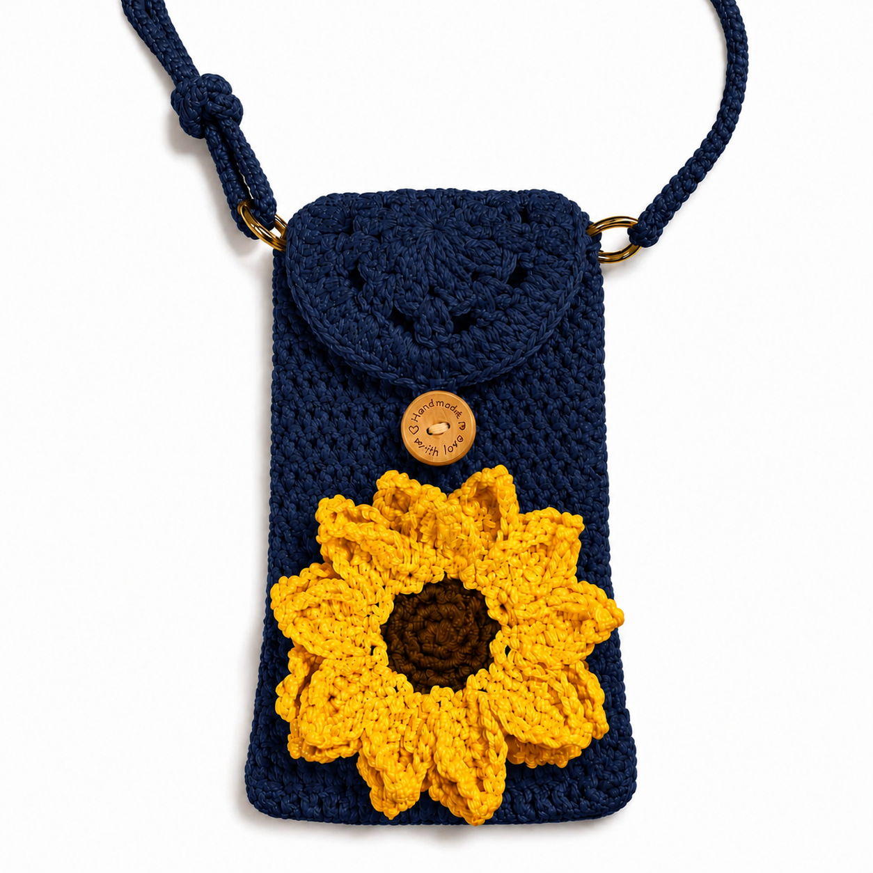 Personalized Sunflower Crochet Phone Crossbody Bag