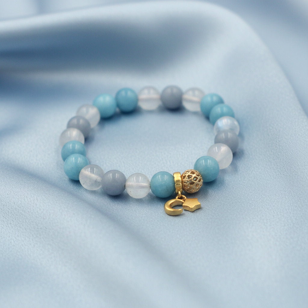 Moonstone Blue Agate Angelite Bracelet