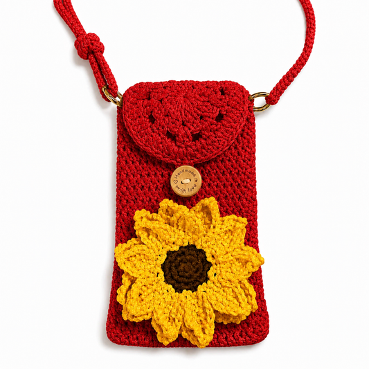 Personalized Sunflower Crochet Phone Crossbody Bag