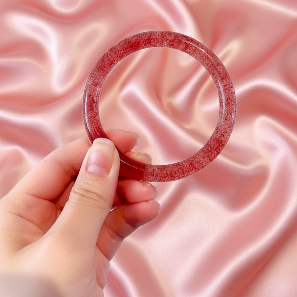 Natural Strawberry Quartz Bangle Bracelet