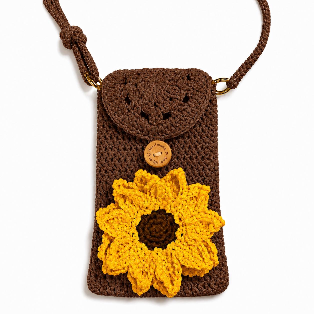 Personalized Sunflower Crochet Phone Crossbody Bag