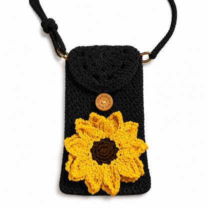 Personalized Sunflower Crochet Phone Crossbody Bag
