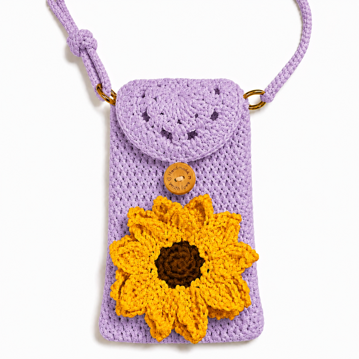 Personalized Sunflower Crochet Phone Crossbody Bag
