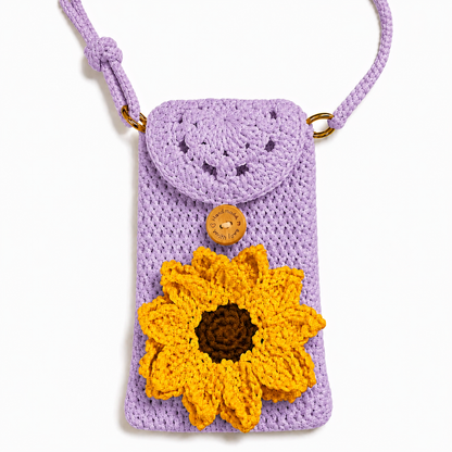 Personalized Sunflower Crochet Phone Crossbody Bag