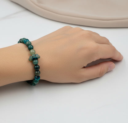 Moss Agate Bracelet with Faceted Tiger’s Eye