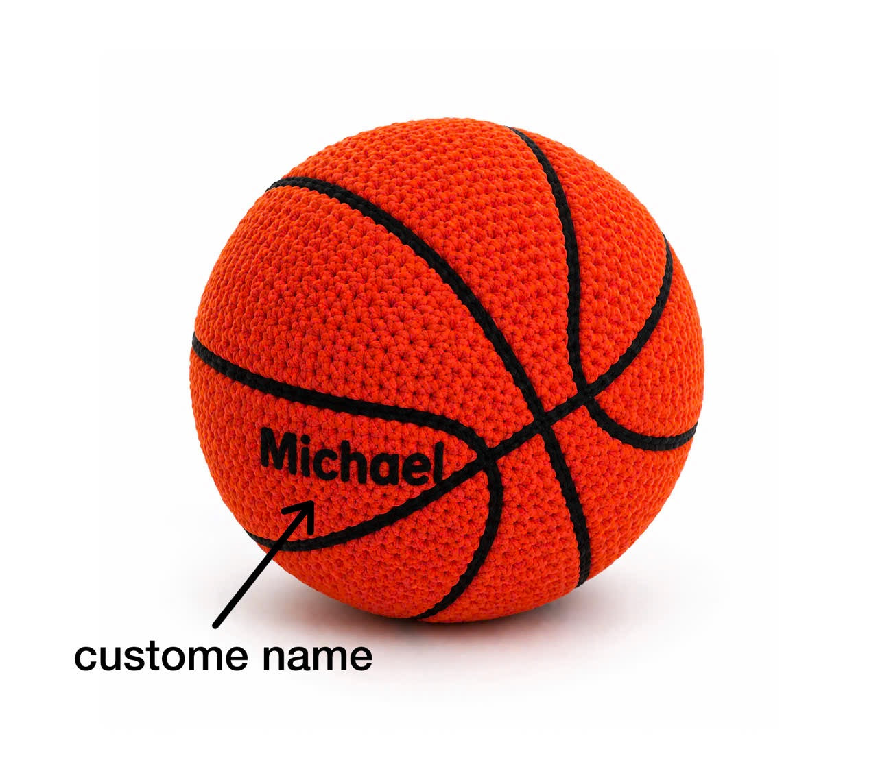 Handmade Crochet Basketball Pillow – Personalized Name