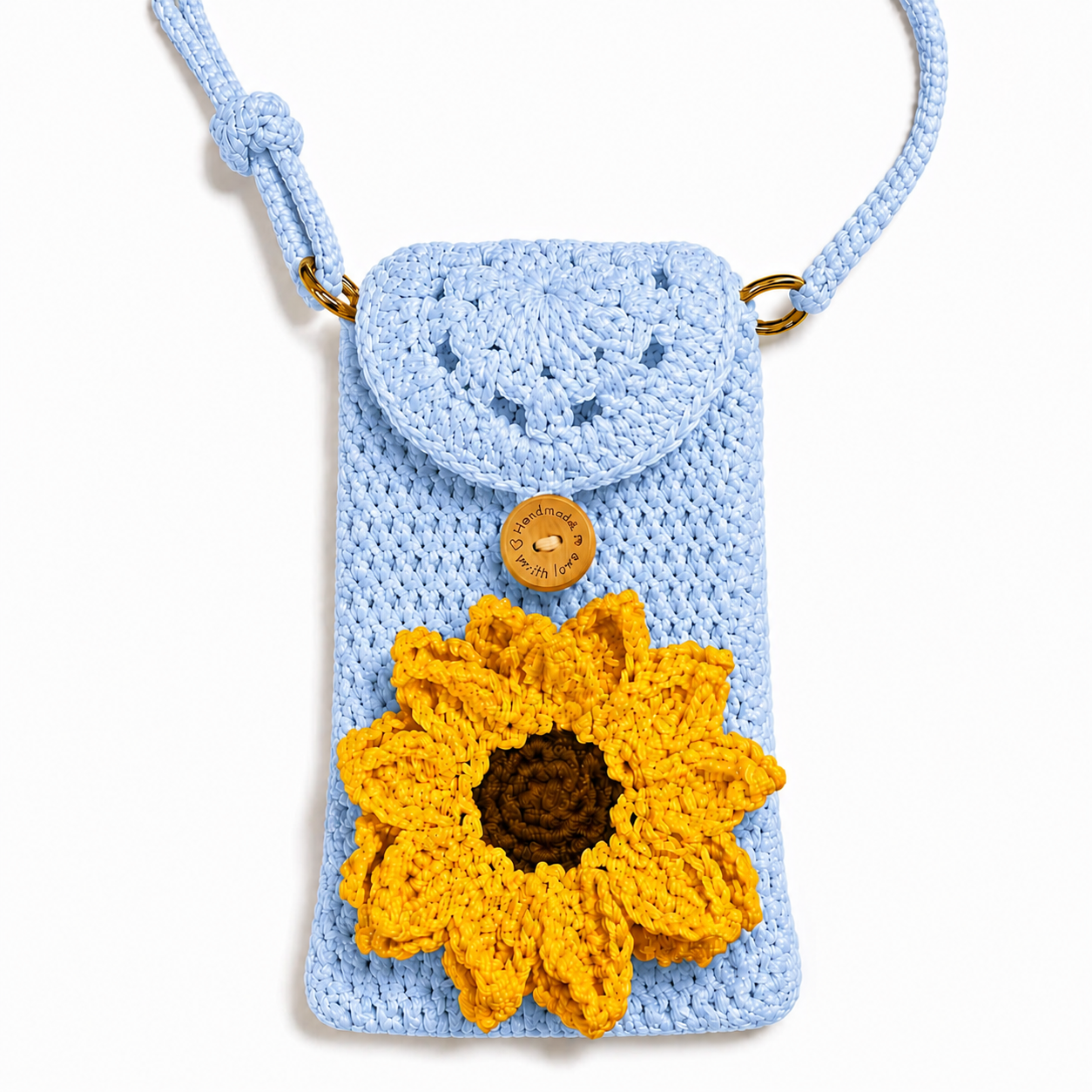Personalized Sunflower Crochet Phone Crossbody Bag