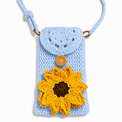 Personalized Sunflower Crochet Phone Crossbody Bag