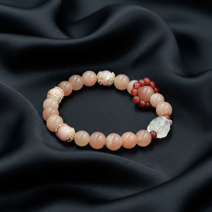 Sunstone Bracelet With Transparent White Quartz Fox