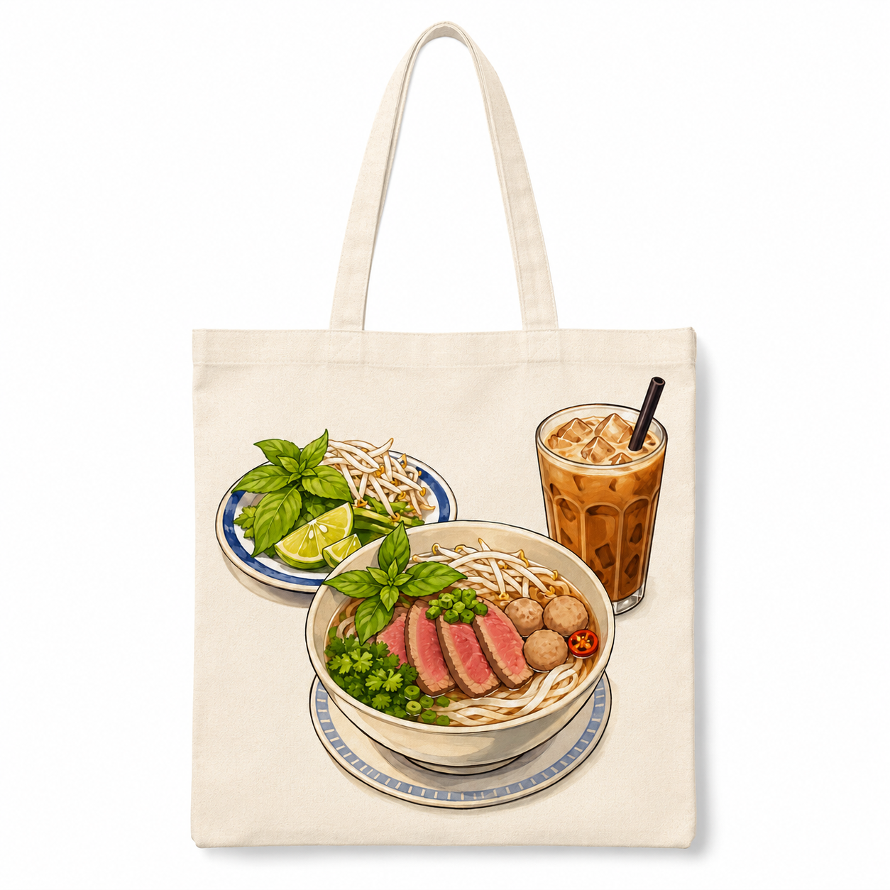 Vietnamese Pho Tote Bag, Vietnamese Coffee Canvas Tote