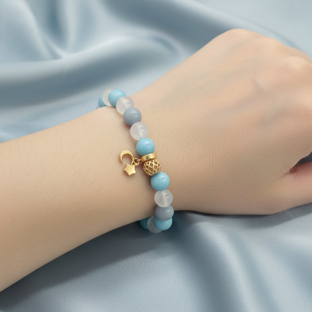 Moonstone Blue Agate Angelite Bracelet