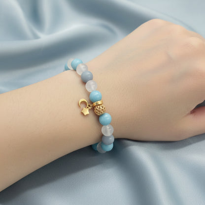 Moonstone Blue Agate Angelite Bracelet