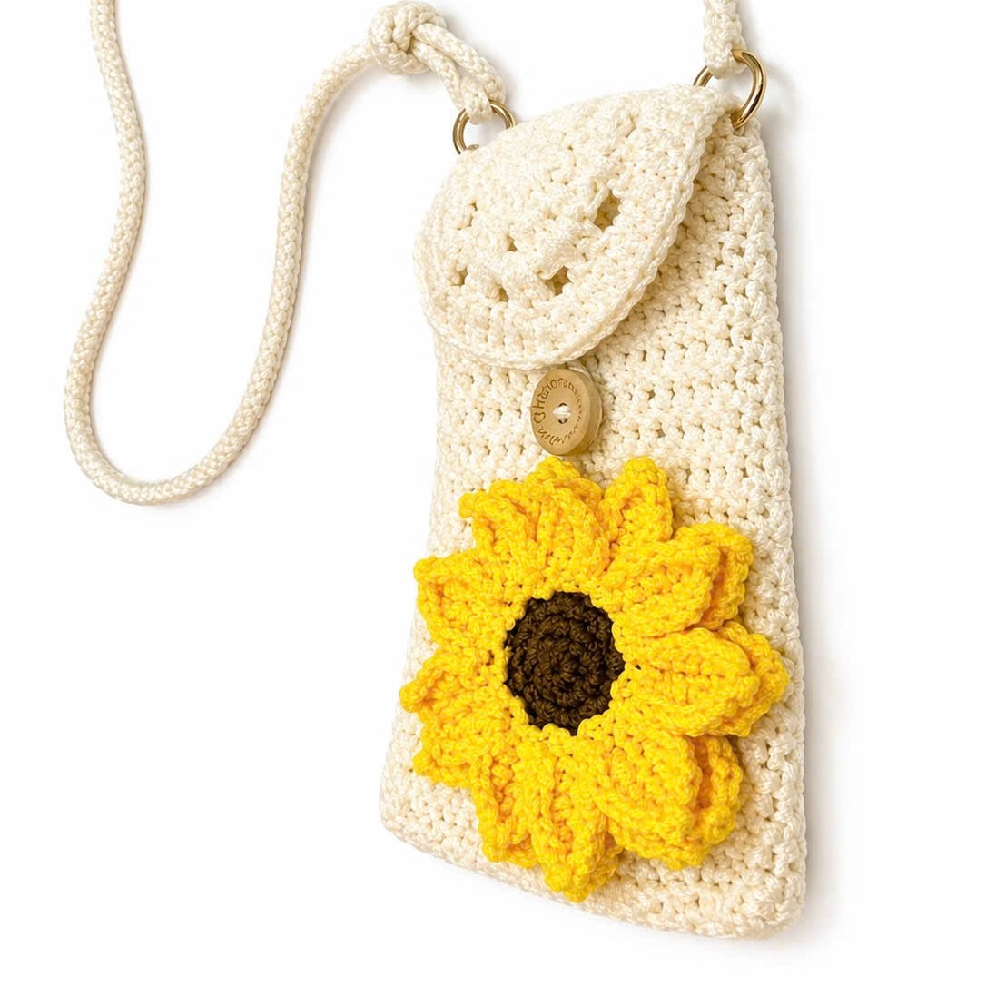 Personalized Sunflower Crochet Phone Crossbody Bag