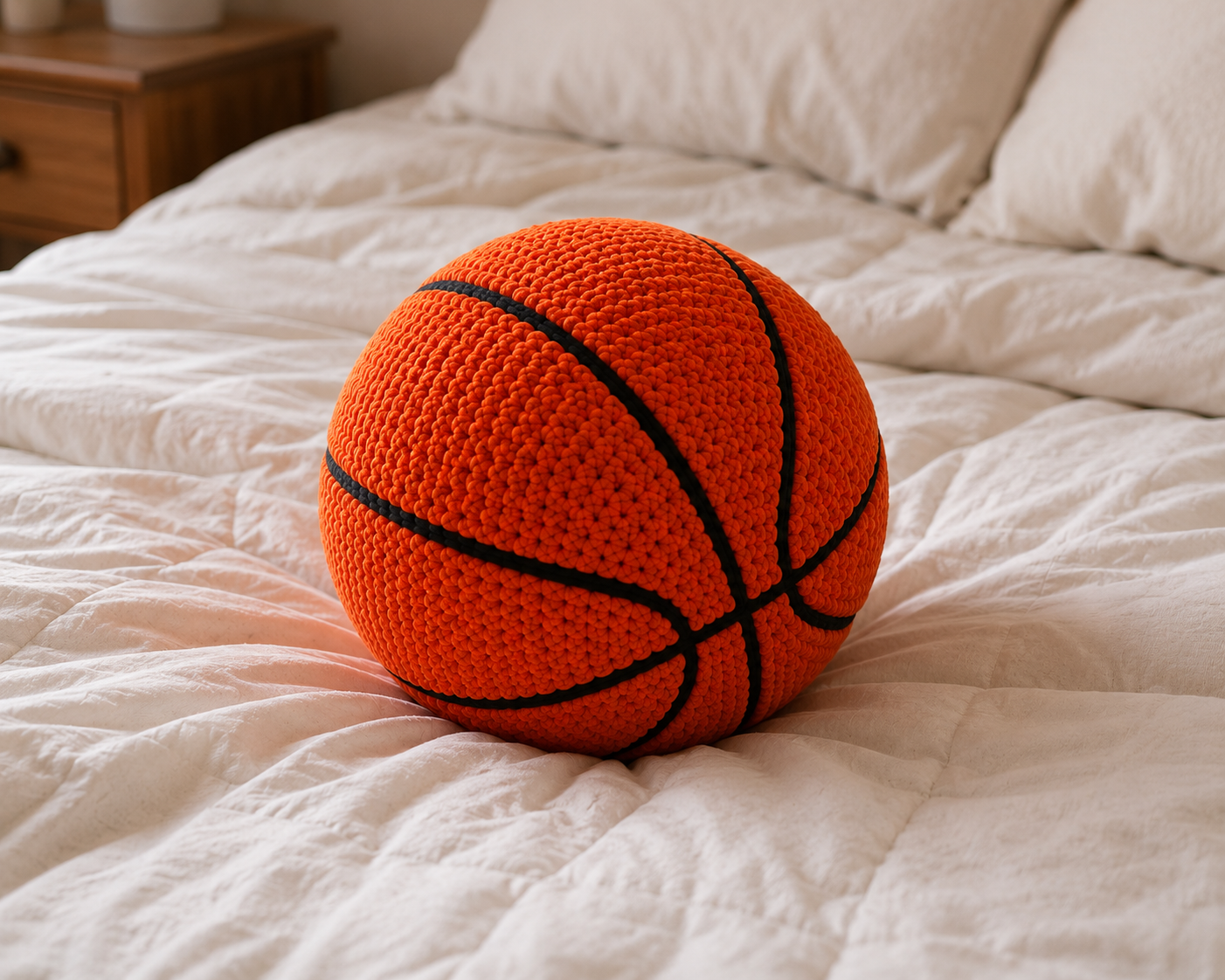 Handmade Crochet Basketball Pillow – Personalized Name