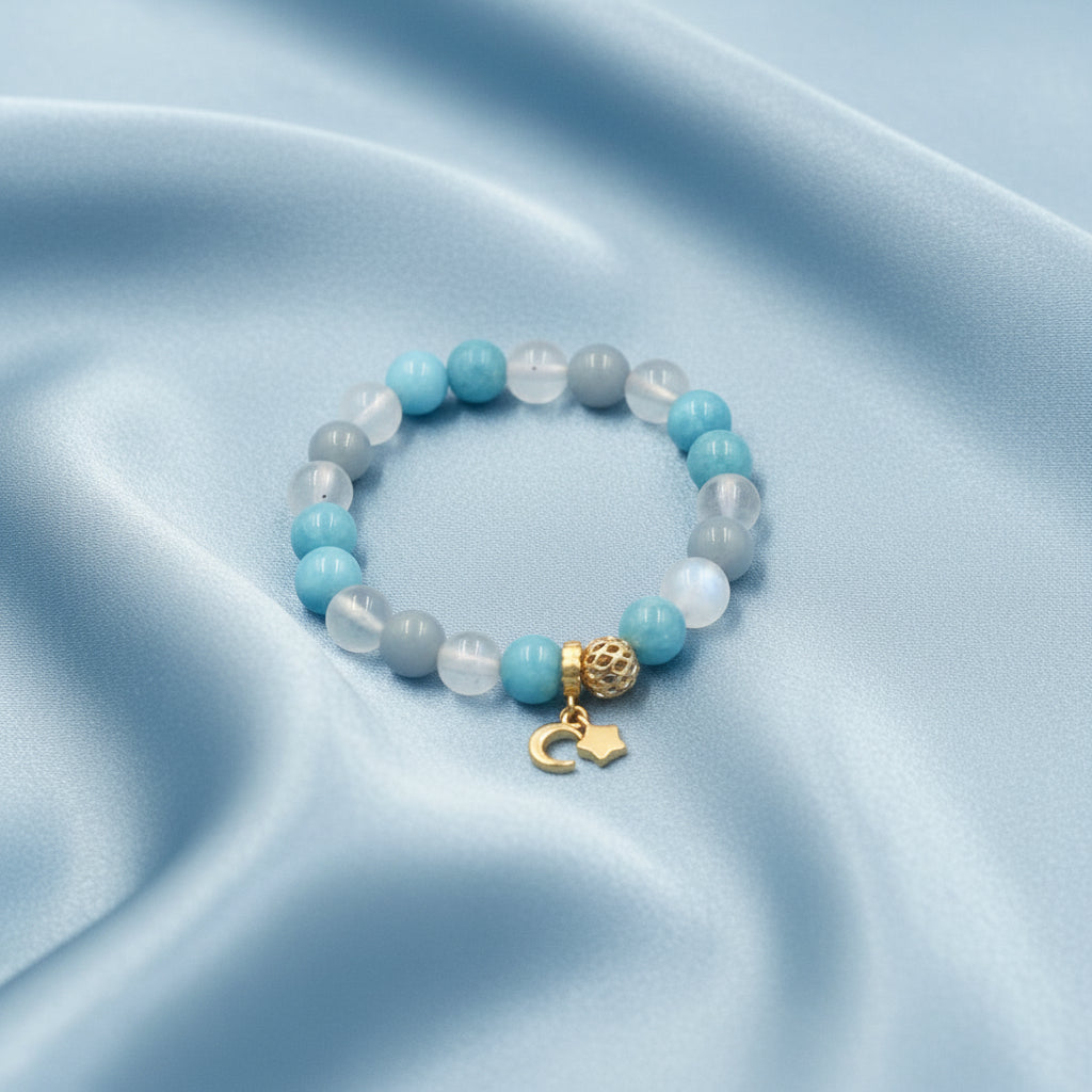 Moonstone Blue Agate Angelite Bracelet