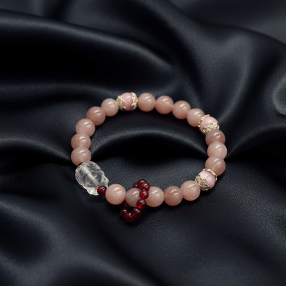 Sunstone Bracelet With Transparent White Quartz Fox