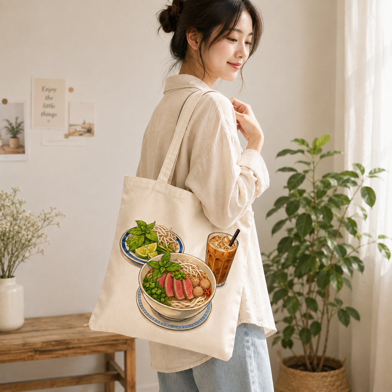 Vietnamese Pho Tote Bag, Vietnamese Coffee Canvas Tote