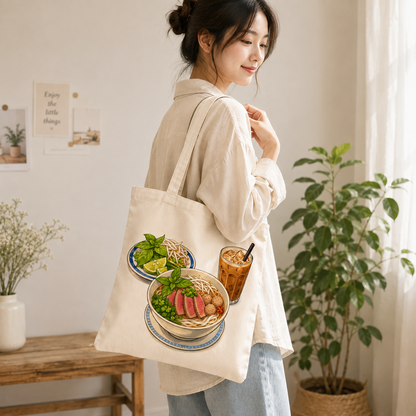 Vietnamese Pho Tote Bag, Vietnamese Coffee Canvas Tote