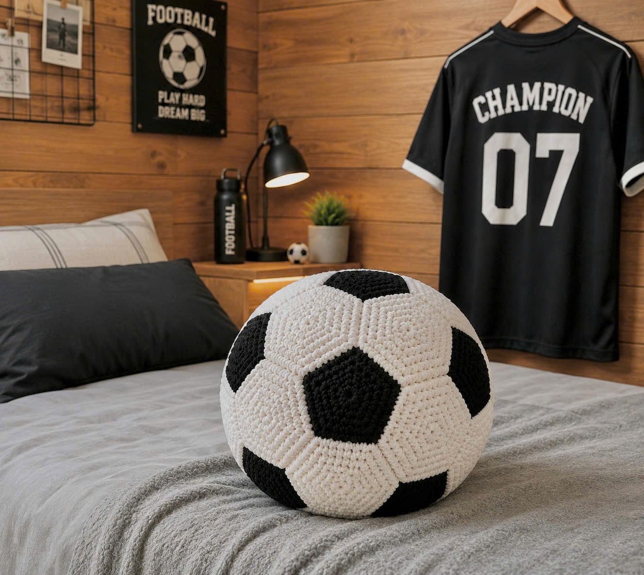 Personalized Crochet Soccer Ball Pillow