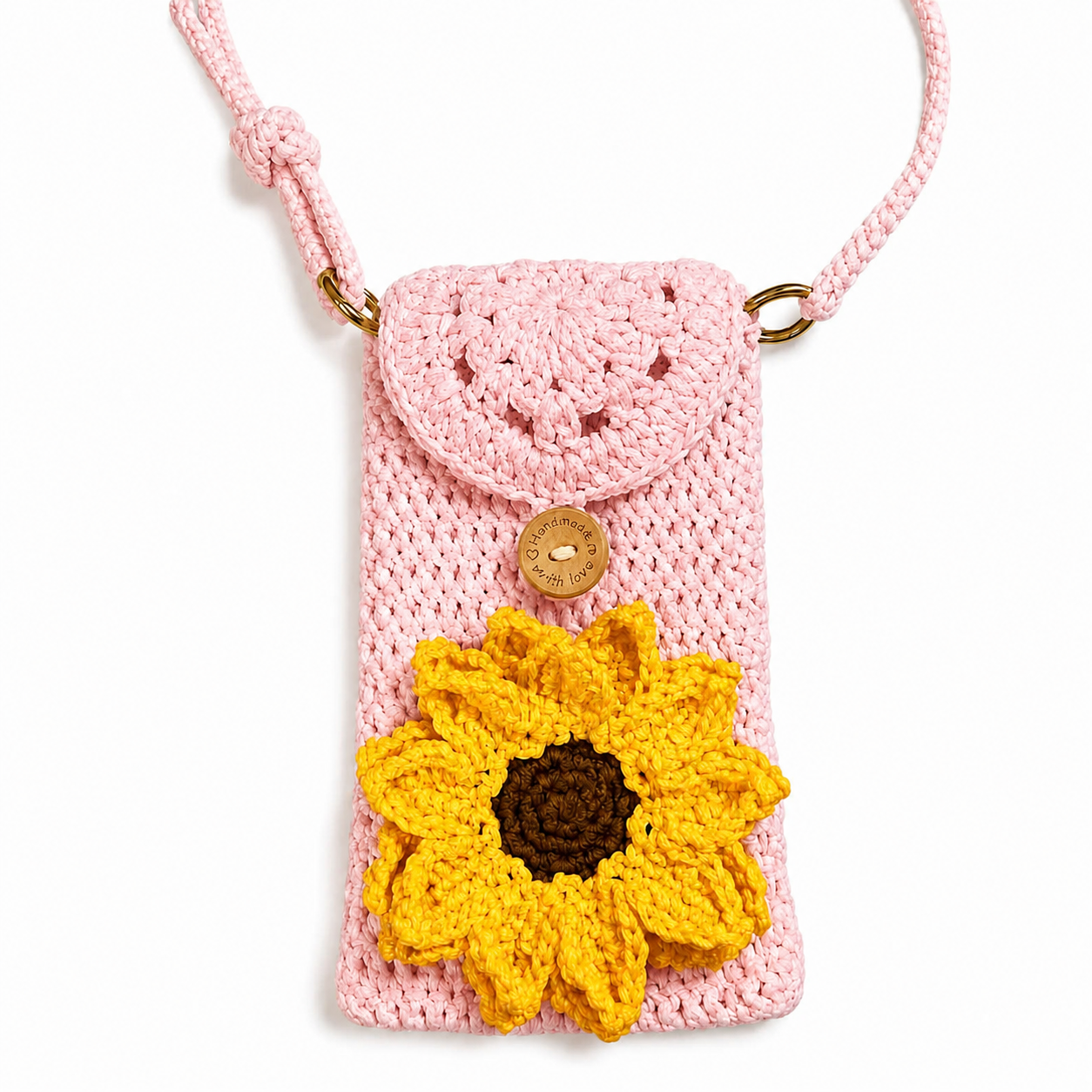 Personalized Sunflower Crochet Phone Crossbody Bag