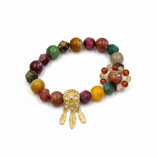 Lodolite Quartz & Faceted Tiger Eye Bracelet