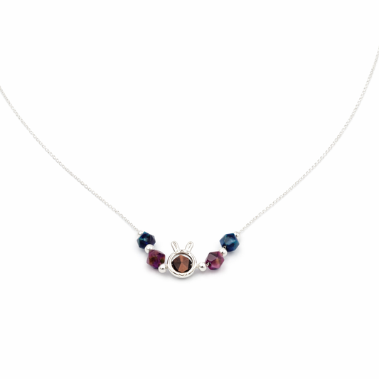 925 Silver Bunny Charm Necklace with Tiger’s Eye Gemstone | Cute Animal Pendant