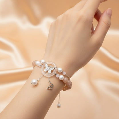 Sunstone And Natural Pearl Bracelet