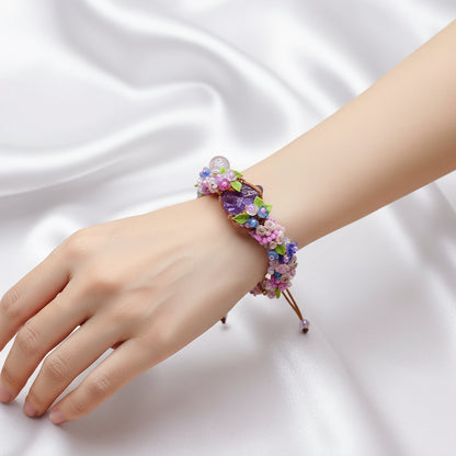 Flower and Raw Amethyst Bracelet