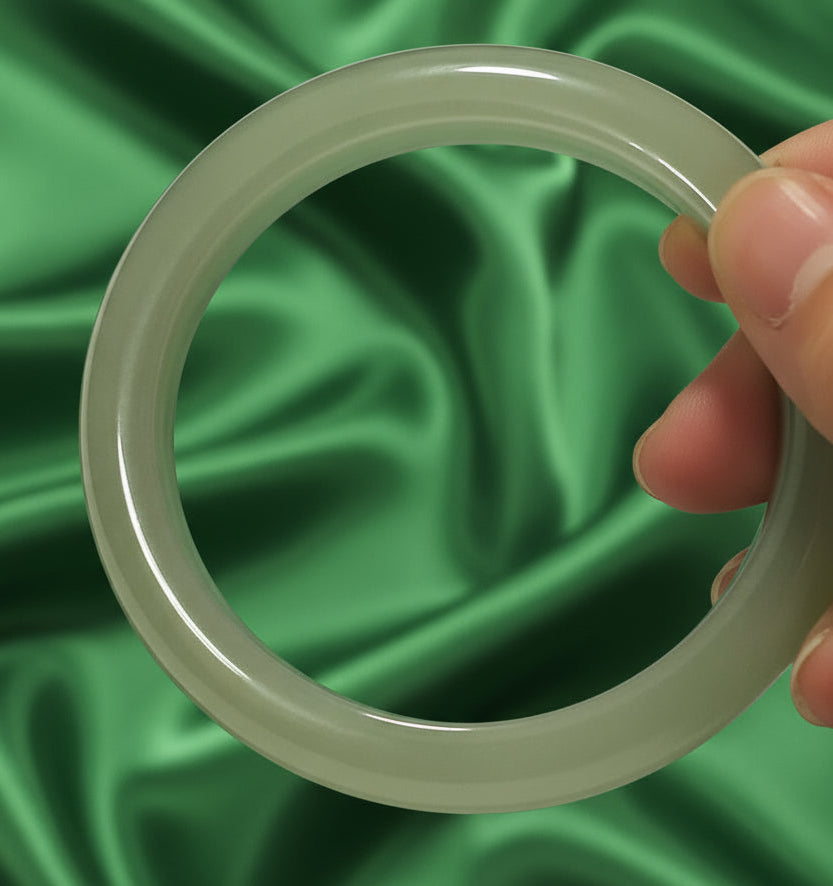 Rock-Embracing Jade Bracelet | Xiuyan Jade Bangle | Natural Green Jade Bangle Bracelet