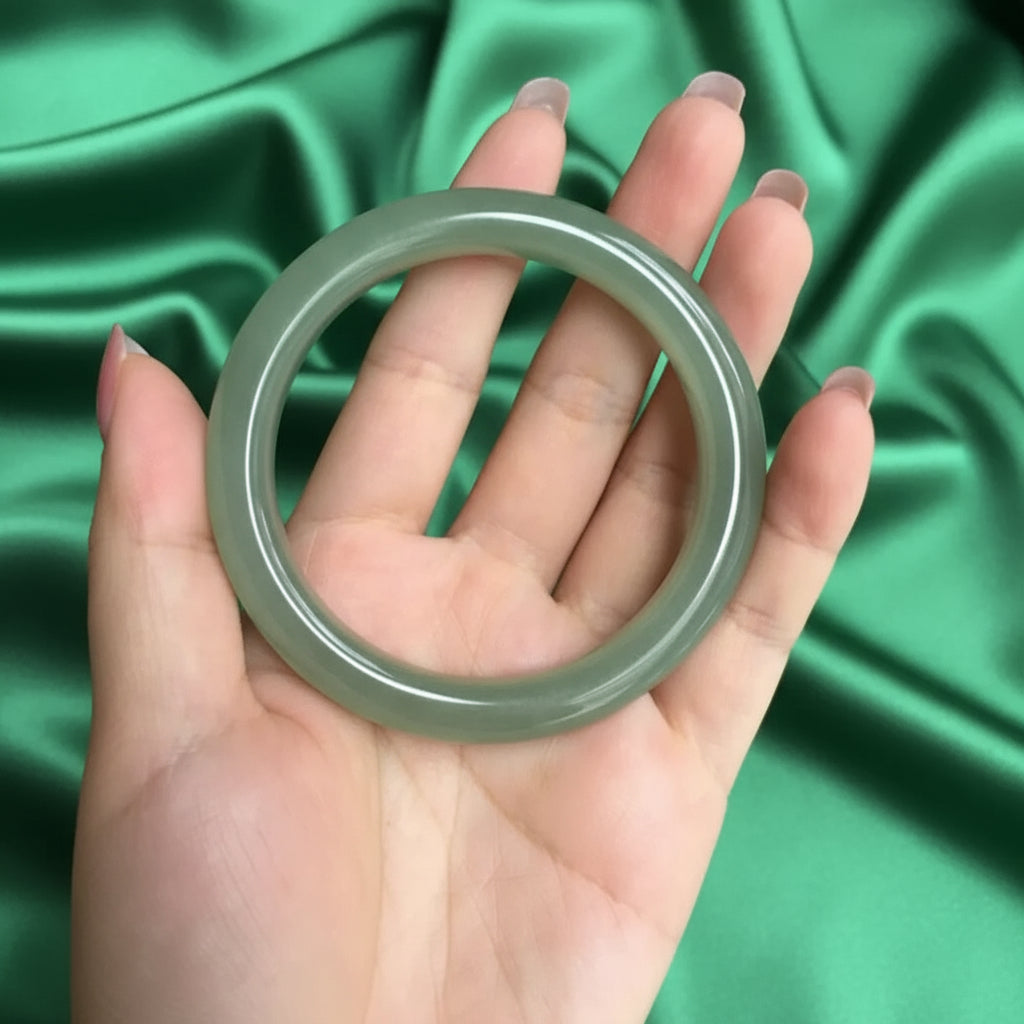 Rock-Embracing Jade Bracelet | Xiuyan Jade Bangle | Natural Green Jade Bangle Bracelet