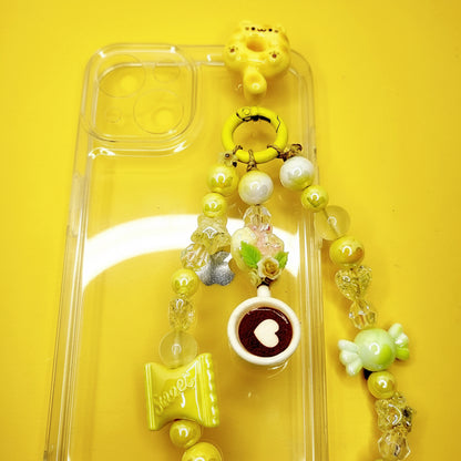 Phone keychain With Case, Yellow Phone Keychain, Cute Cat Keychain