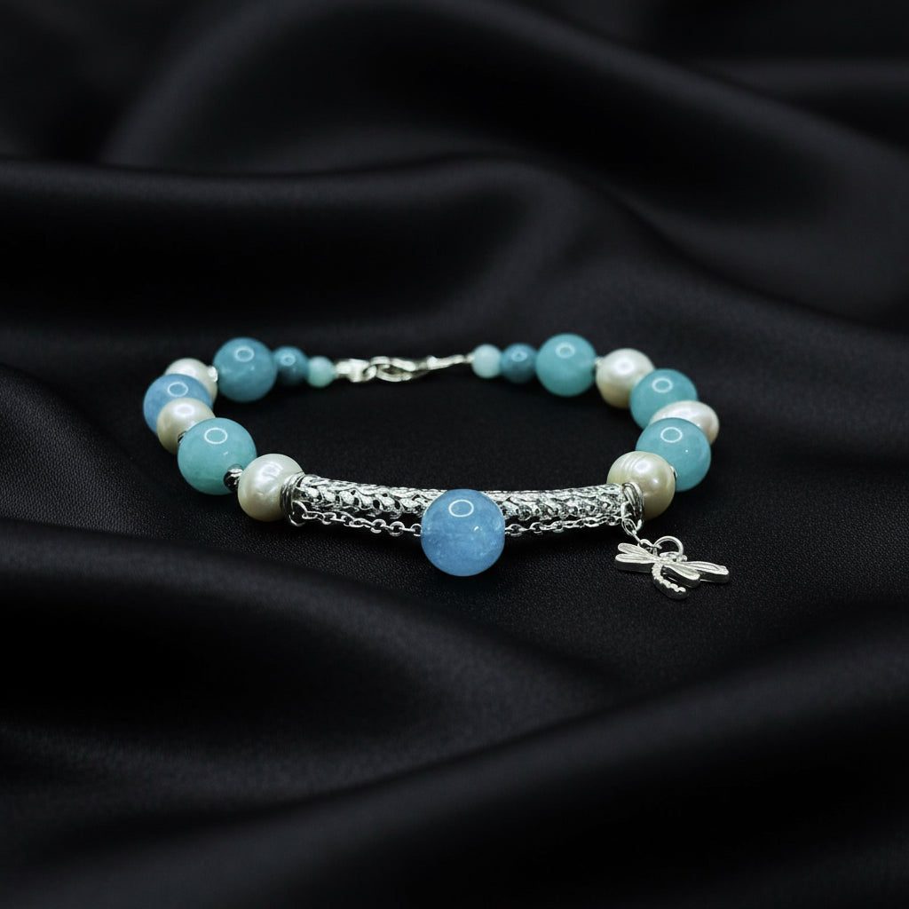 Amazonite and Freshwater Pearl Bracelet