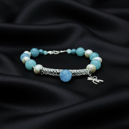 Amazonite and Freshwater Pearl Bracelet