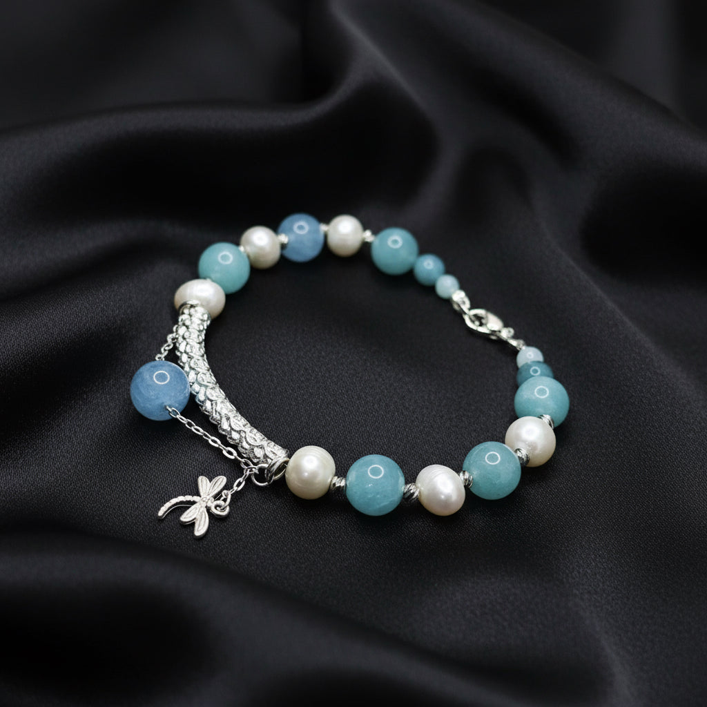 Amazonite and Freshwater Pearl Bracelet